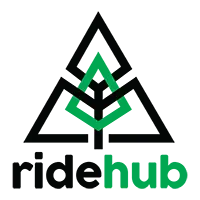 A green logo with an adventure theme and a black background.