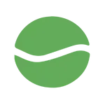 A solid green circle with a wavy horizontal line dividing it into two uneven halves.